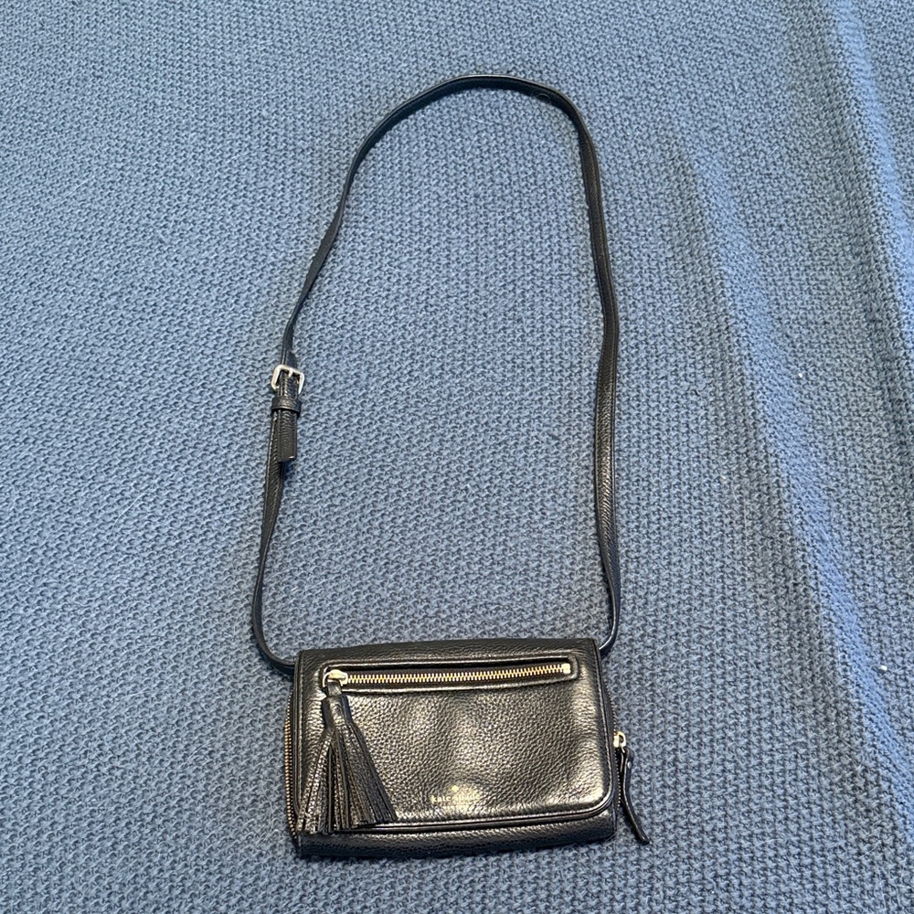 kate spade Black Leather Crossbody Bag with Tassel